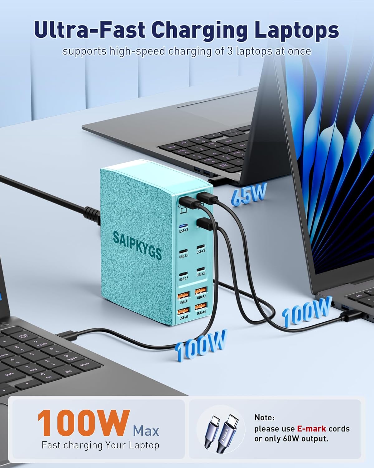 Charging Station (600W),12-Port USB C Charger Block with Dual 100W PD USB-C Fast Charging Station Hub for MacBook Pro/Air/All iPad iPhone 17/16 15/14/13/Pro Max/Samsung Galaxy Note(Green)