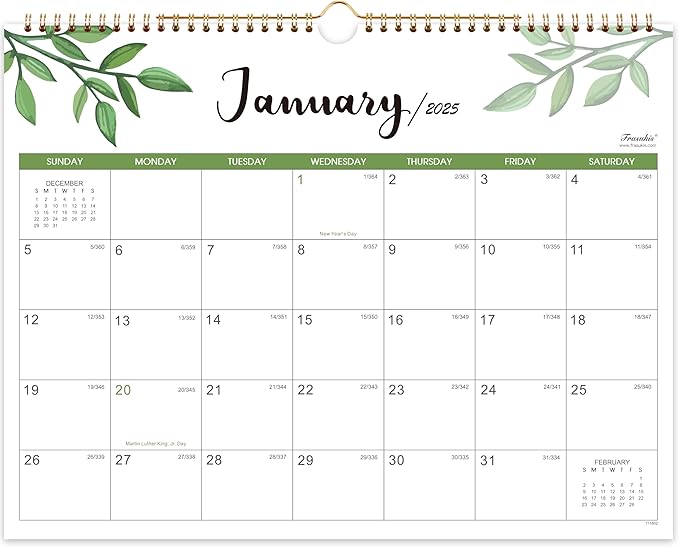 Wall Calendar 2025-2026 - 24 Months Wall Calendar 2025-2026, JANUARY 2025 - DECEMBER 2026, 14.8'' x 11.5'', Large Blocks with Julian Dates