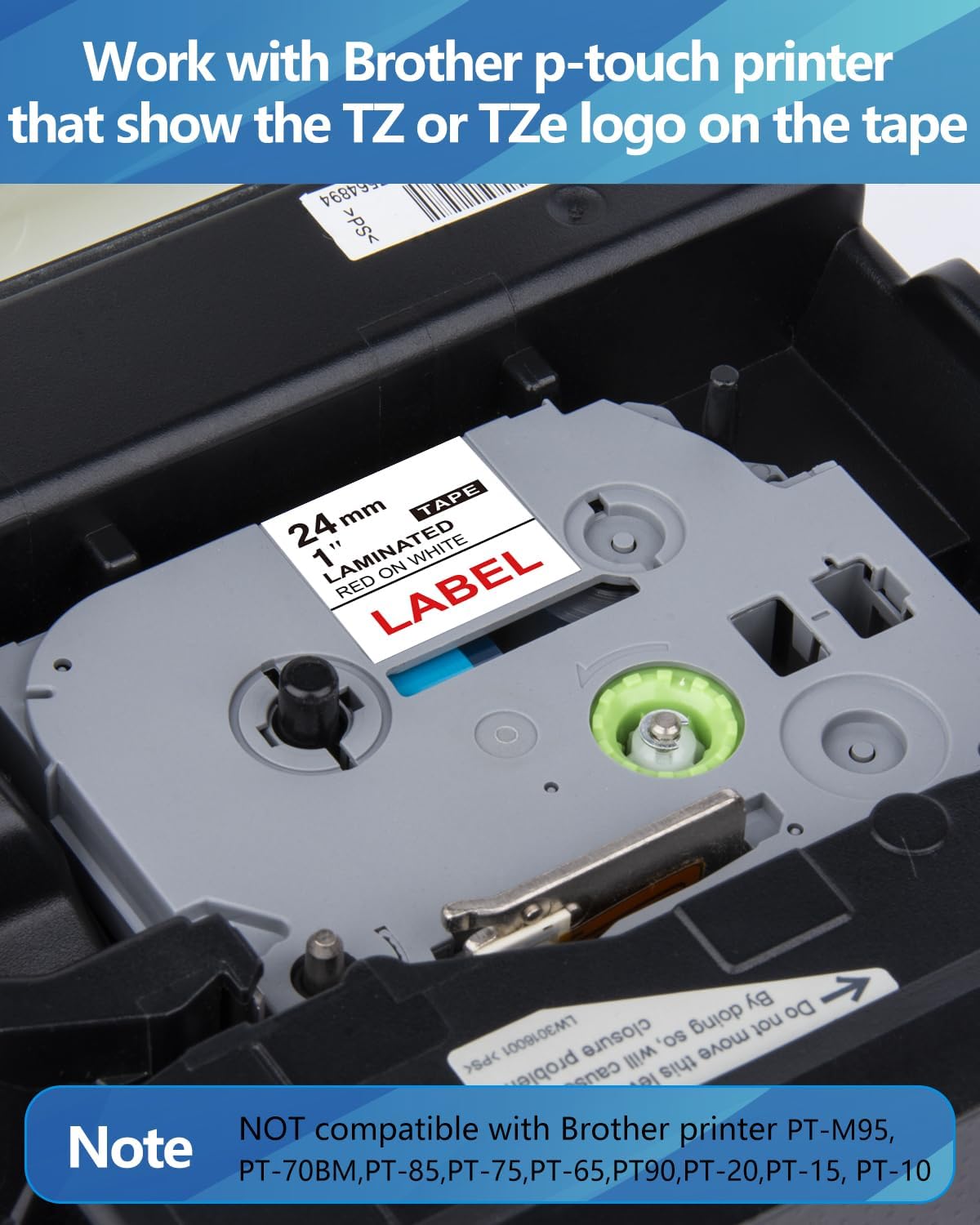 Weemay 3 Pack TZe252 24mm Red on White Laminated Label Tape Compatible with Brother Label Maker Tape TZe-252 TZe 252 TZ-252 TZ252 for PTouch PT-E500 PT-D600 PT-P750W PT-P900W Printer, 1 in x 26.2 ft