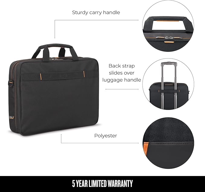 Solo New York Focus 17.3 Inch Laptop Briefcase, Black
