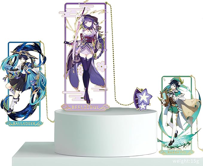 Venti Bookmark with Chain Original Genshin Impact Metal Bookmark - Collect All Your Favorite Characters!