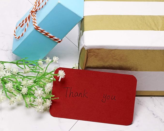 Penta Angel 100 Pcs Mini Paper Blank Gift Notes Cards DIY Craft Small Word Business Message Cards (Red)