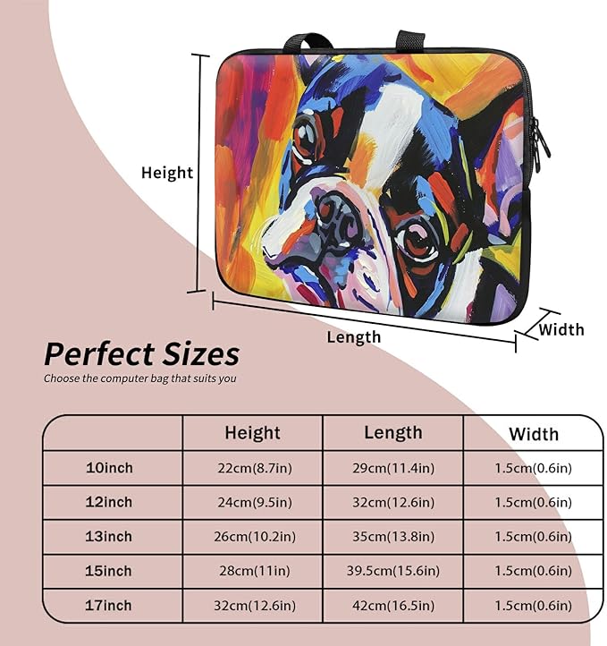 Universal Laptop Sleeve Tablet Case 12 inch, Watercolor Dog Slim Carrying Case Durable Handbag Travel Laptop Bag for Surface Pro 9 8 7/Laptop Go 2 3, MacBook Air 11/12