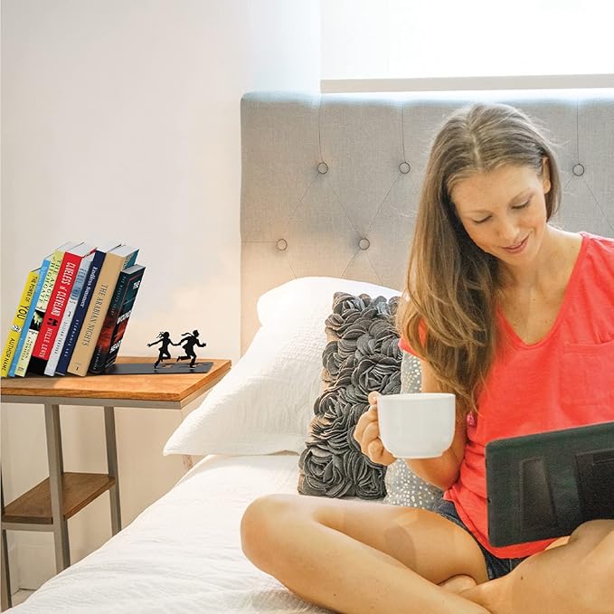 Artori Design Book Ends to Hold Books Heavy Duty - Hidden Metal Bookends for Shelves Desk or countertop - Bookend Book Holder for Home Decorative - Gift for Book Lovers and Home Decor (Runaway)