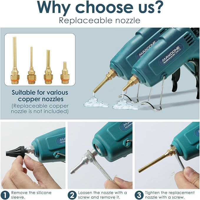 Fireproof 100W Hot Glue Gun Kit Glue Gun - MAXDONE Craft Glue Gun Full Size (Not Mini) Glue Guns Heavy Duty Hot Glue Gun with 12pcs Glue Sticks(0.43'' x 8") 100w for DIY Art