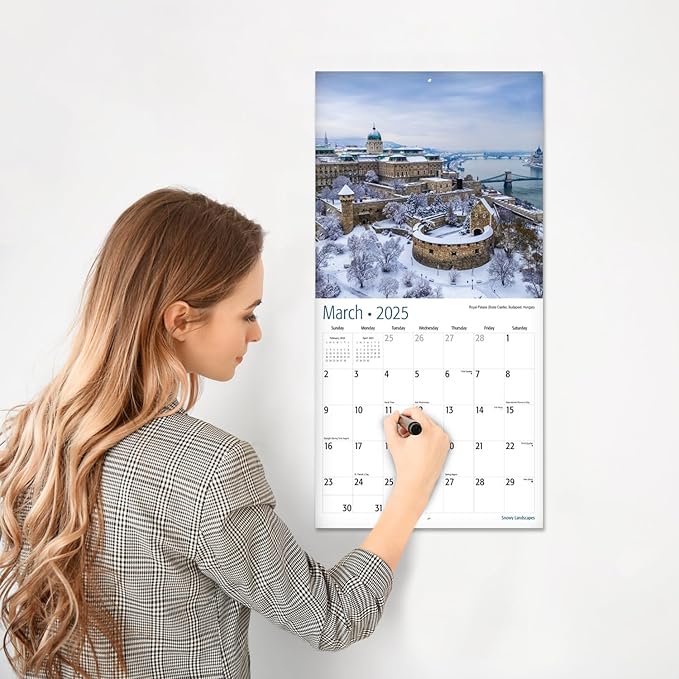 RED EMBER Snowy Landscapes 2025 Wall Calendar 12 Month | 12" x 24" Open | Thick & Sturdy Paper | Giftable | Calendar 2025