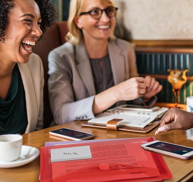 A5 Plastic Envelopes,24 Document Wallets A5,6 Colour A5 Poly Envelopes for Filing Documents with Perforated Edge/Label Pocket and 20 Pieces Gifted Business Card for Document Stationery Organization