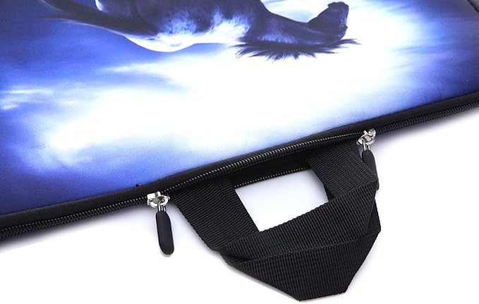 13.3-Inch to 14-Inch Laptop Sleeve Case Neoprene Carrying Bag with Hidden Handles for MacBook/Notebook/Ultrabook/Chromebooks (Blue Horse)