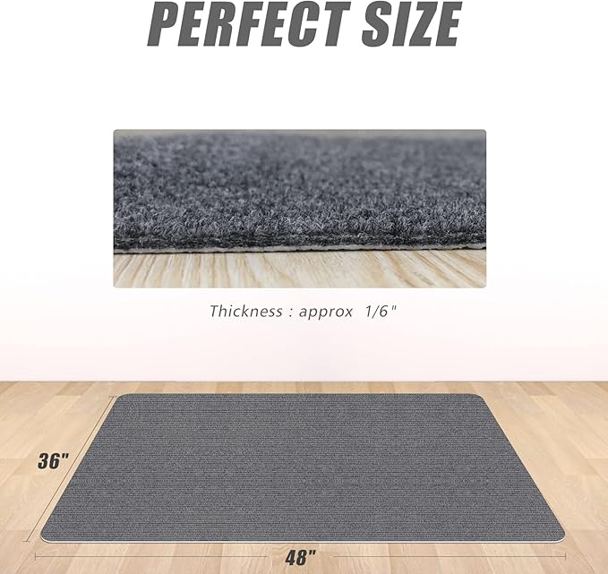 Sycoodeal Office Chair Mat for Hardwood Floor,Computer Gaming Chair Mat,Office Chair Mat for Tile Floor,Large Floor Protector Rug,Anti-Slip,Easy to Clean,Grey(48"x36")