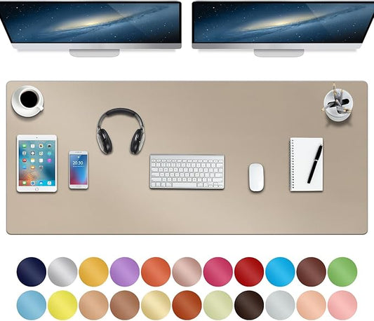 Boutilon Leather Desk Pad 47"x 24" Non-Slip Mouse Pad,Business Desk Pad,Extended Table Protector for Keyboard and Mouse,Desk Writing Pad for Office Home Working Decor (XXXL-Beige)