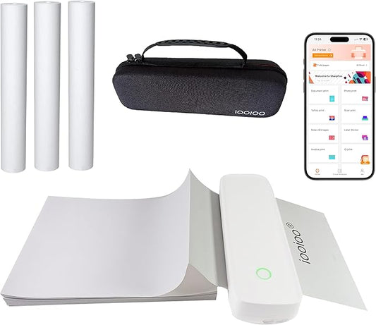 IOOIOO A80 Portable Printer no Ink Inkless Bluetooth Wireless Compact Small for 8.5x11 Letter Size Thermal Paper(impresora portátil),for iPhone Android Mobile Phone Laptop PC,Home Office Travel-White