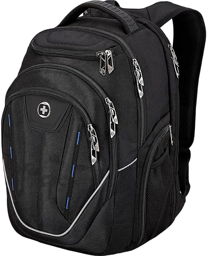 Swissdigital Design TSA-Friendly Large Backpack, Business Laptop Backpack for Men with USB Charging Port/RFID Protection (TERABYTE J16BT-1) One Nation One World