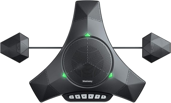 MVOICE8010EX-B Conference Speaker Microphone, 360° &16ft Voice Pickup Range/Noise Reduction/Echo Cancellation/USB Bluetooth Speakerphone w/2 Expandable Mic for 12 People Big Meeting Room