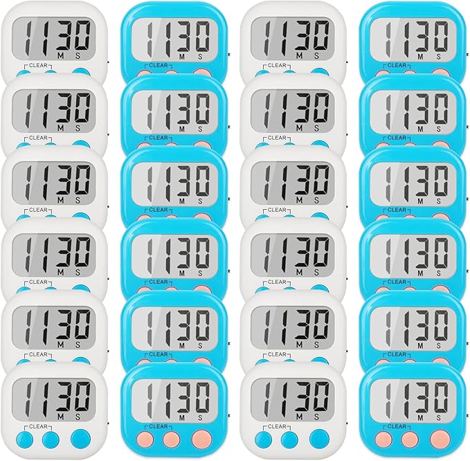 Classroom Timers for Teachers Kids Large Magnetic Digital Timer 24 Pack-Blue White
