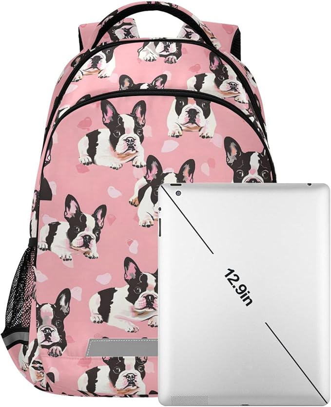 MNSRUU Laptop Backpack with Chest Strap, Bulldog School Backpack, Travel Hiking Backpack for Boys Girls Teen Adult, Rucksack, Knapsack