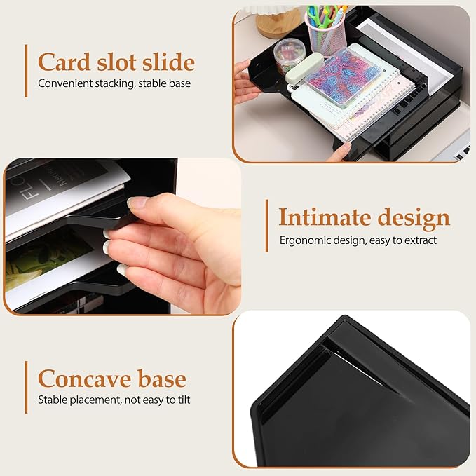 6 Pcs Stackable Letter Tray Rectangular Plastic Desk Organizer 13 x 9.5 x 2.6 in Paper Holder File Tray Accessories Rack for Desktop Office Desk Drawers (Black)