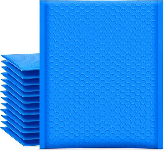 UCGOU Bubble Mailers 8.5x12 Inch Blue 25 Pack Usable Size 8.5x11 Poly Padded Envelopes #2 Medium Mailing Opaque Packaging Postal Self Seal Waterproof Boutique Shipping Bags for Clothes Makeup