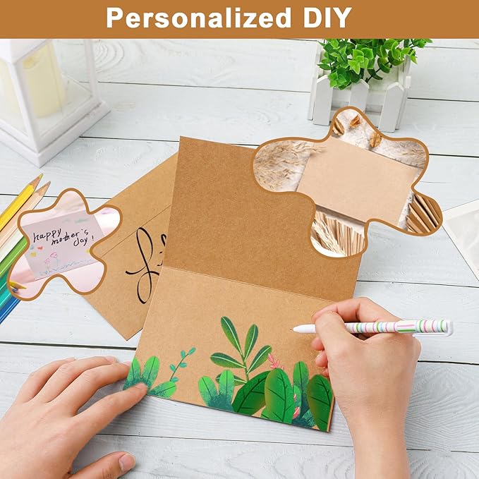 Brown Blank Note Cards and Envelopes 5 x 7 Heavyweight Folded Cardstock and Printable A7 Envelopes Self Seal 20 Packs for Wedding Invitations, Birthday, Graduations, Thank You Cards