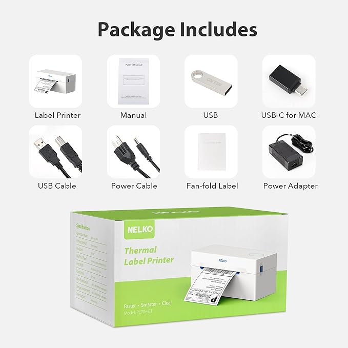 Nelko Bluetooth Thermal Label Printer, Wireless 4x6 Shipping Label Printer for Shipping Packages, Support Android, iPhone and Windows, Widely Used for Amazon, Ebay, Shopify (Sliver White)