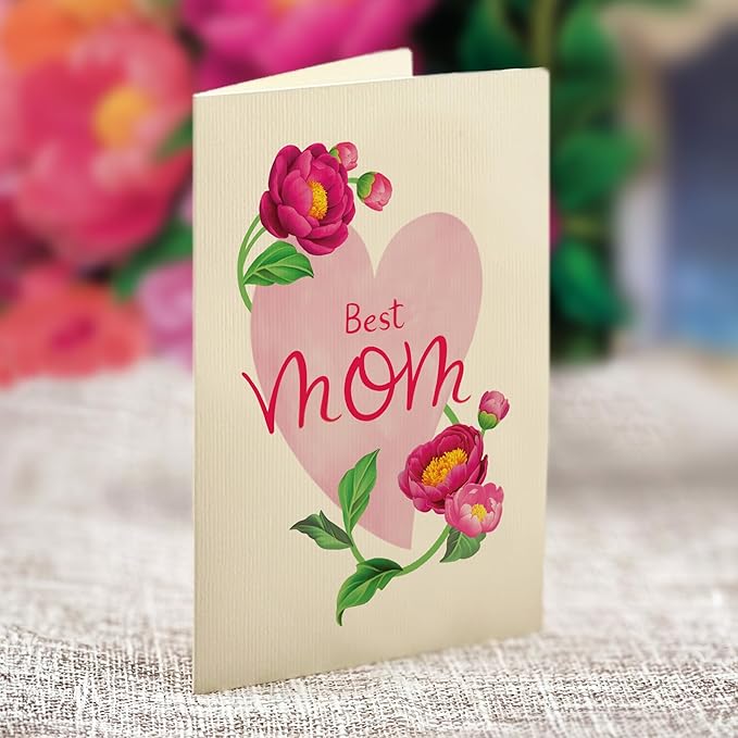 Freshcut Paper Pop Up Cards, Best Mom Peony Paradise, 12 Inch Life Sized Forever Flower Bouquet 3D Popup Greeting Card, Birthday Cards, Mother's Day Card, Blank Notecard
