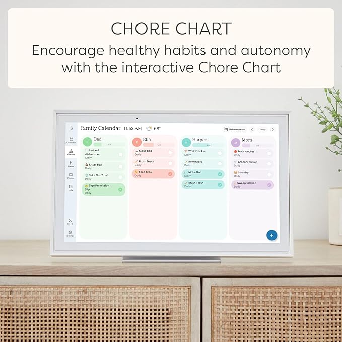 Skylight Calendar: 15 inch Digital Calendar & Chore Chart, Smart Touchscreen Interactive Display for Family Schedules - Wall Mount Included