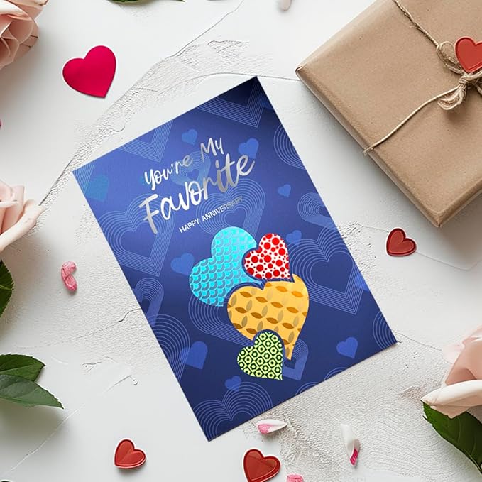 Anniversary Card to Husband Wife, Happy Anniversary for Him Her Couple, Premium Specialty Paper with Silver Foil Accents and a Textured Frosted Finish