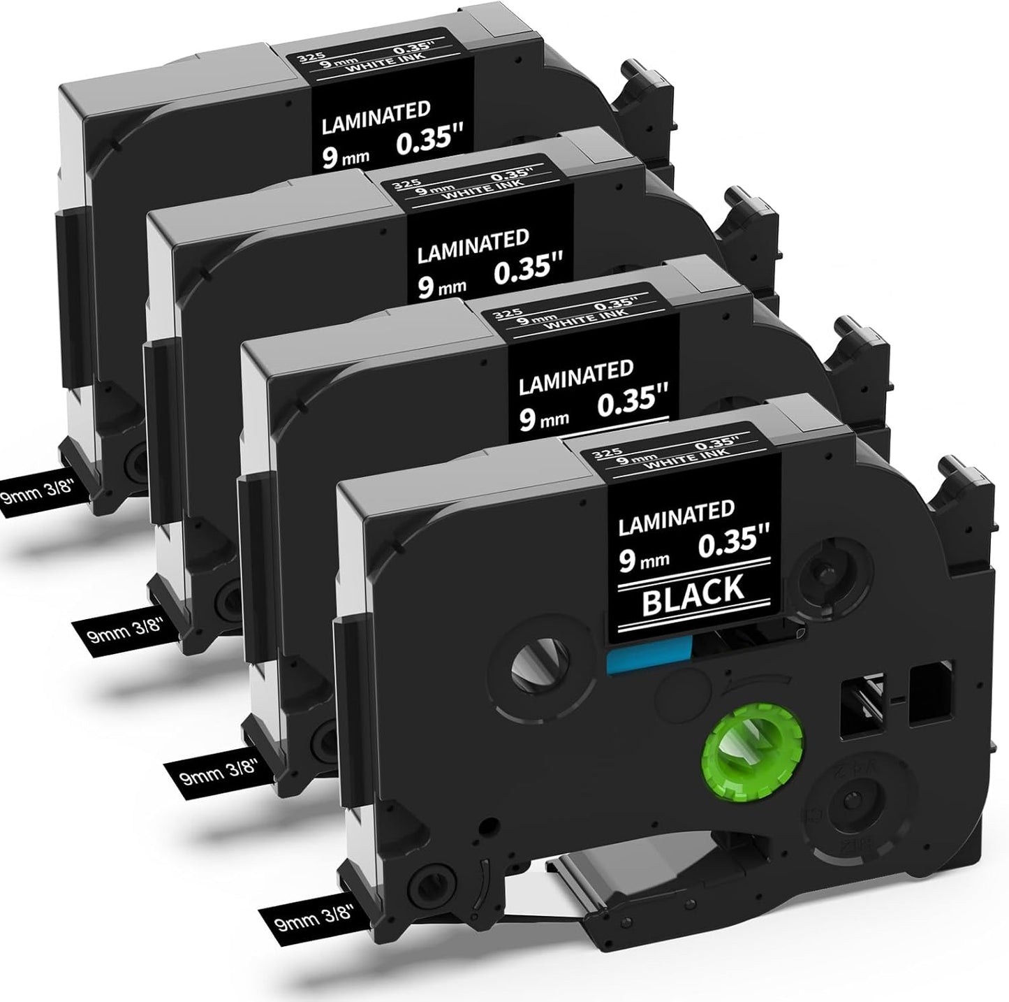 Labelife 9mm Label Tape White on Black Replace for Brother TZe TZ Tape 9mm 0.35" Laminated TZe-325 TZe325 Label Maker Tape 3/8'' for P Touch PT-D210 PT-D220 PT-D200 PT-H110 PT-D400 PT-D610BT