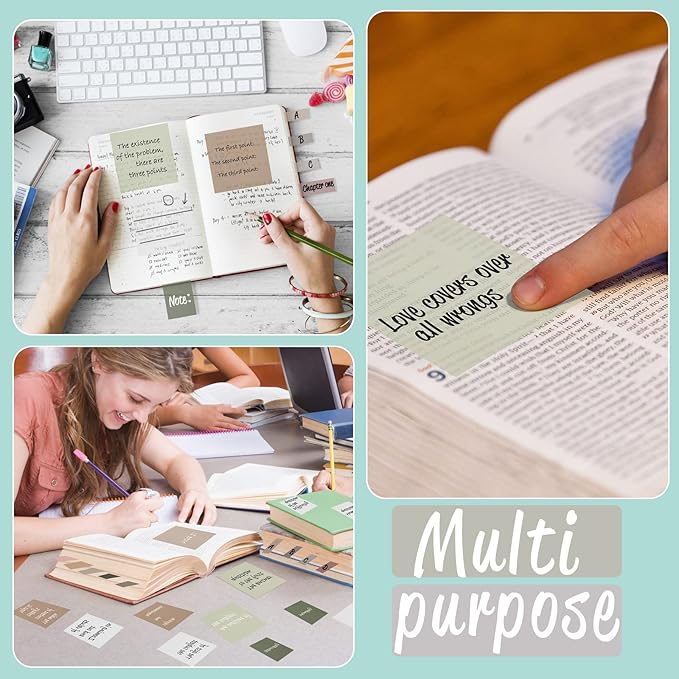 AIERSA Transparent Sticky Notes, 400Pcs Clear Notes Tabs Set, for Annotation Books,Page Markers,Index,Bible Accessories,Aesthetic School Supplies,Teacher Desk Classroom Must Haves, Office Supplies