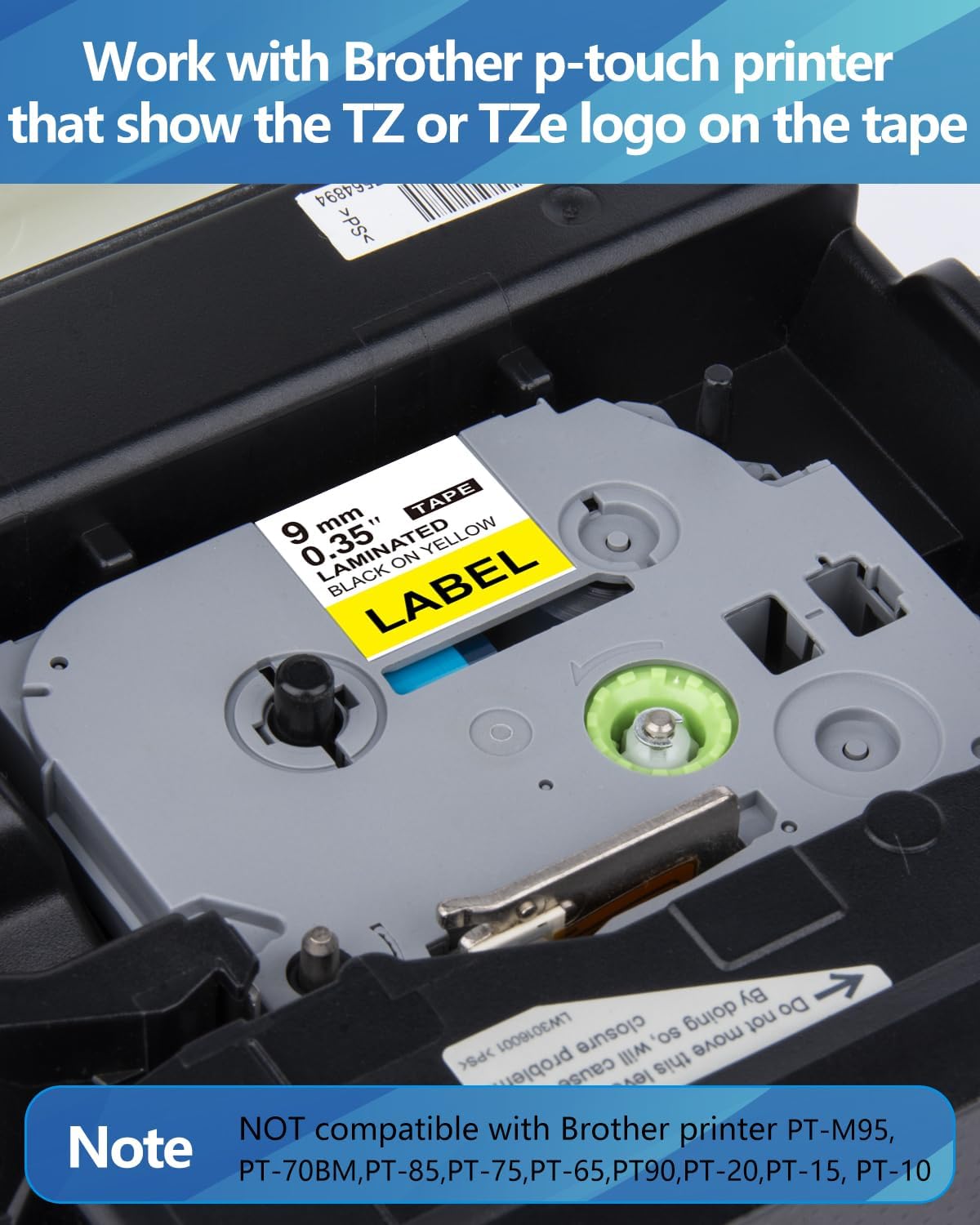 Weemay 3 Pack TZe-621 Compatible for Brother P-Touch Label Tape 9mm 0.35 Black on Yellow TZe TZ Tape TZ-621 TZ621 TZe621 3/8 Label for PTouch PTD210 PTD220 PTH110BP PTD410 PTD600 Printer