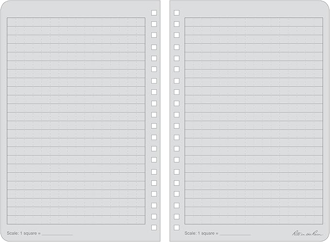 Rite In The Rain Weatherproof Side Spiral Notebook, 4.625" x 7", Black Cover, Universal Pattern, 3 Pack (No. 773L3)