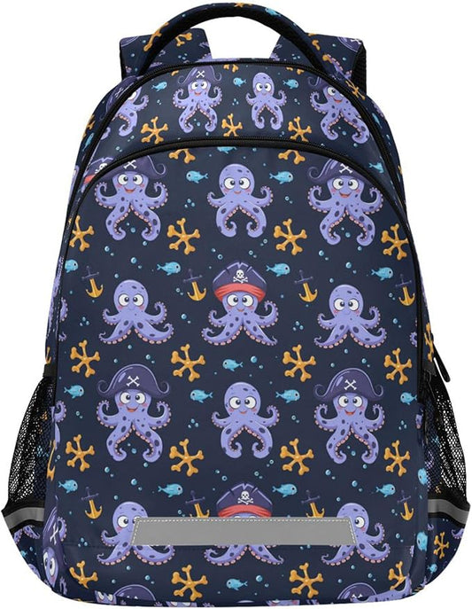 MNSRUU Laptop Backpack with Chest Strap, Octopus School Backpack, Travel Hiking Backpack for Boys Girls Teen Adult, Rucksack, Knapsack