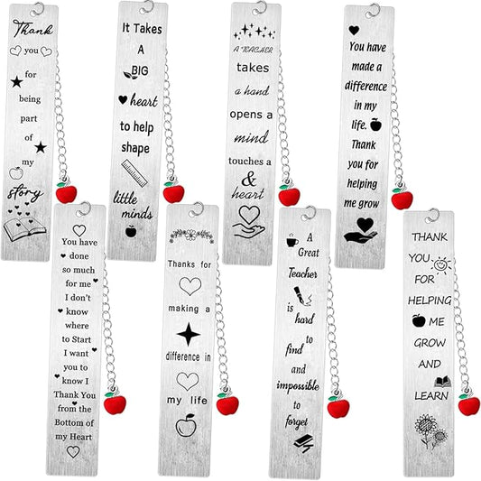 8PCS Teacher Thank You Gifts Bookmark Appreciation Bookmark Gifts Teacher Appreciation Presents for Birthday Teacher’s Day Retirement Graduation Back to School Gifts (Teacher)