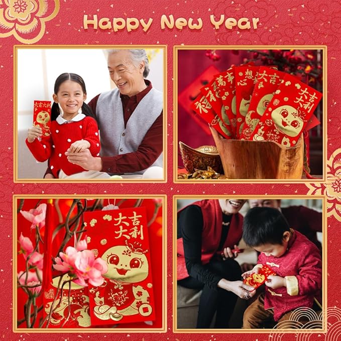 Red Envelope Snake 2025, 36 Pcs Cute Red Envelopes Chinese, Chinese New Year Red Envelopes, Lunar New Year Envelopes, Red Packets, Hong Bao, Lucky Money Envelopes for Wedding Birthday Spring Festival