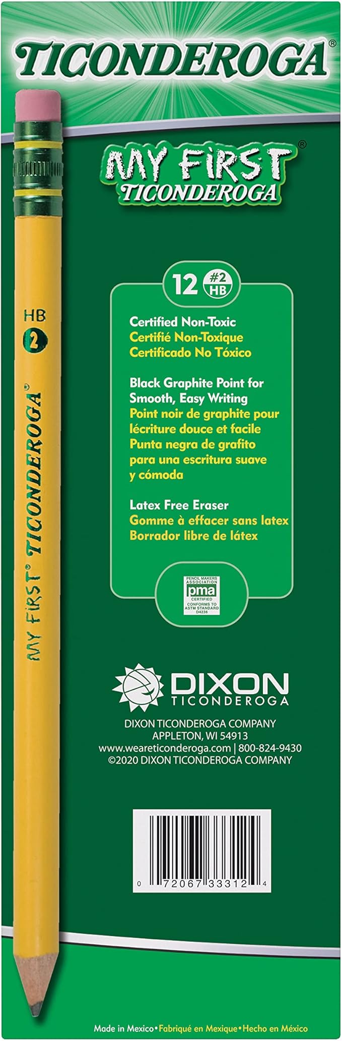Ticonderoga My First Tri-Write Wood-Cased Pencils, Neon Colors, 12 Count (X13012) My First Pencils, Wood-Cased Soft, Pre-Sharpened, 12 Count (X33312)