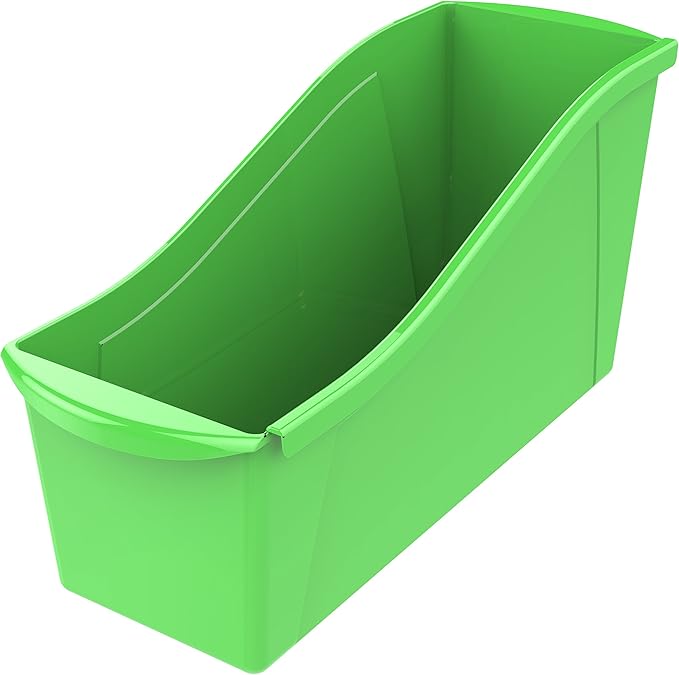 Storex Interlocking Plastic Book Bin Organizer for Home Office Classroom Blue 6-Pack 71101U06C and Green 6-Pack 71104U06C