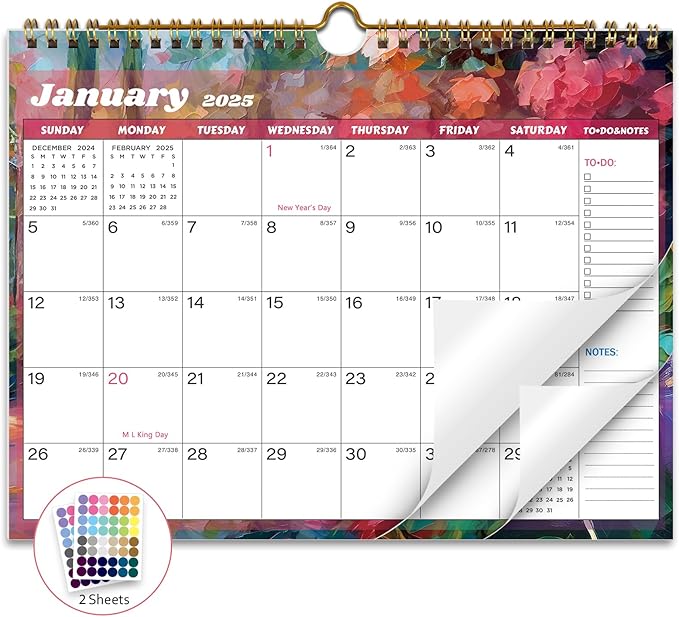 2025 Calendar 18 Month Wall Calendar 2025-2026, January 2025 to June 2026 Calendar with Julian Dates, 11" X 8.5" (2025-2026 Wall Calendar Flower)