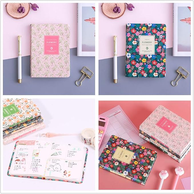 Flowery Journal, Planner Notebook and Calendar Schedule Organizer (Pink Cherry Blossom, A7(5 inch))