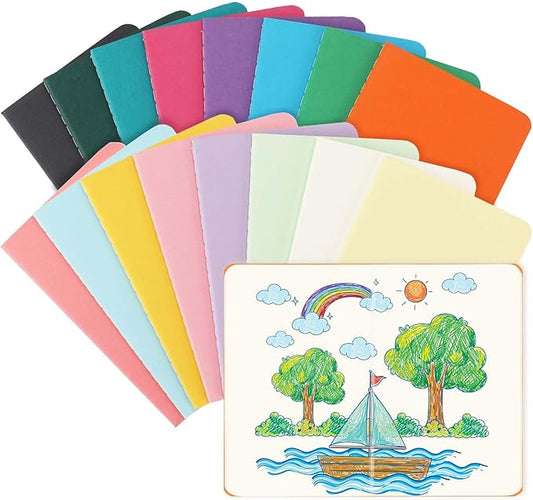 16PCS Mini Notebooks Bulk, 3.5" x 5.5", 16 Color, 60 Pages Blank Paper Small Pocket Notebook Set, Mini Journal Memo Notepads for Kids, Students, Traveler, School Office Supplies