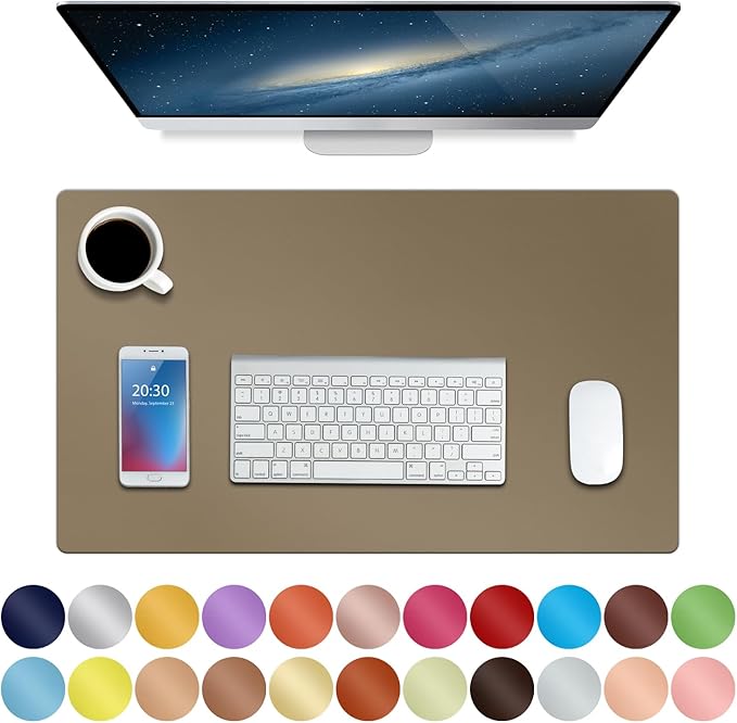 Boutilon Leather Desk Pad 24"x 14" Non-Slip Mouse Pad,Office Desk Mat,Waterprooft PU Leather Desk Blotter,Desk Pad Protector,Desk Writing Pad for Home Office Decor (S-Dark Apricot)