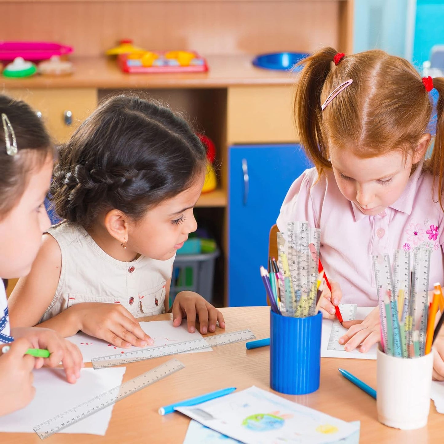 Zonon 30 Pcs 12 Inch Plastic Ruler Assorted Colors Ruler Bulk with Centimeters Millimeter and Inches Rulers First Day of School Gift for Kids School Classroom Office Supplies(Clear,Plastic)