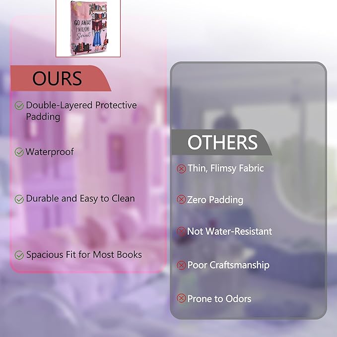 Book Sleeve for Book Lovers, Bookish Book Protector, Book Covers for Paperbacks, Washable Fabric, Book Sleeves with Zipper, Medium 11 Inch X 8.7 Inch