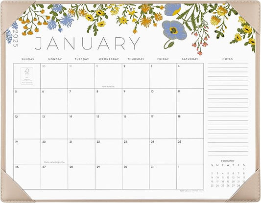 Desk Calendar 2025-2026 with Desktop Mat, Cabbrix Large Desk Pad Calendar 22 x 17 Inch Cover 18 Months Runs From January 2025 to June 2026, Floral Design Calendar 2025 for Home School and Office (Floral)