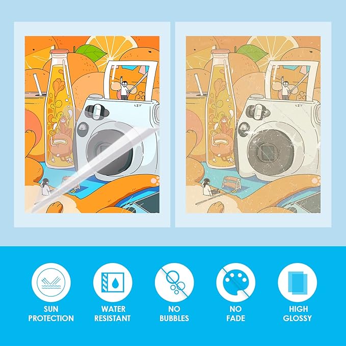 HTVRONT Self-Adhesive Laminating Sheets - 20 Clear Sheets, 9 x 12 Inches, No Machine Needed