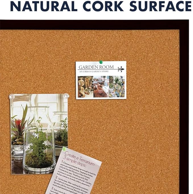 Quartet Cork Bulletin Board, Framed Corkboard, 2' x 3', Black Frame, Message Board, Vision Board (MWDB2436-BK)