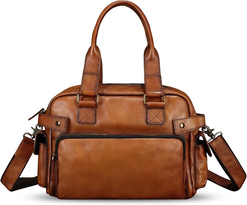 Genuine Leather Purses and Handbags for Men and Women Vintage Real Leather Messenger Bag Shoulder Briefcase Satchel Purse