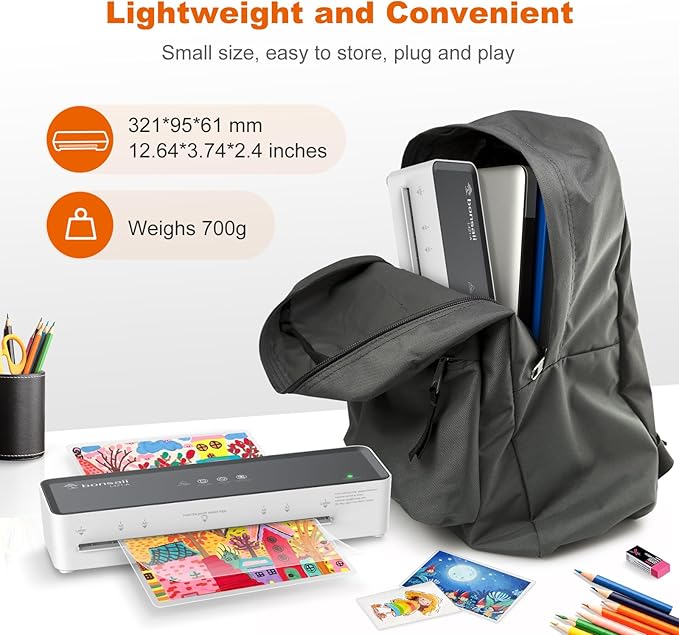 Bonsaii 9 Inch Laminator, Laminator Machine with Laminating Sheets, Laminating Machine for Teacher Personal, Home, Office, and Classroom Organization Supplies - L421-A Grey