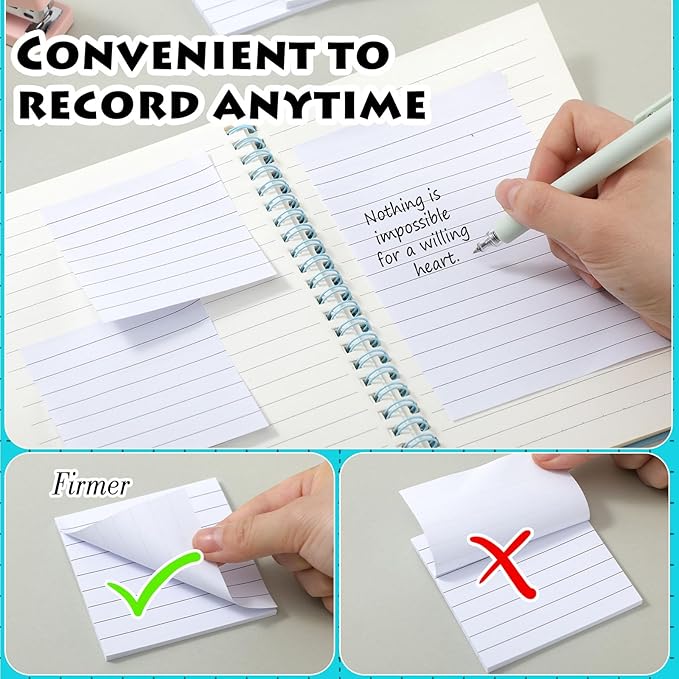 Yexiya 64 Pcs Lined Sticky Notes Self Stick Notes with Lines Bright Assorted Colors Sticky Notes for Home Office Products Post Memos, 1920 Sheets(3 x 3 Inch, 4 x 6 Inch,Mixed Color)