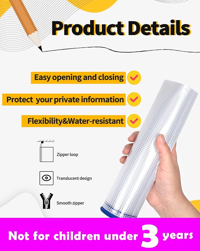 SUNEE Mesh Zipper Pouch 10x14 in (Black, 24 Packs), Extra Large Water-Resistant Zip Bag for School Office Supplies, Puzzles & Games Organizing Storage