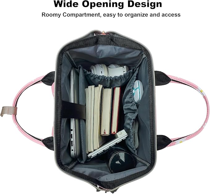 Flowers Laptop Backpack College School Backpack Bookbags Nurse Backpacks Travel Bags for Women Girls Fits 15.6 Inch Notebook (Daisy Pink)