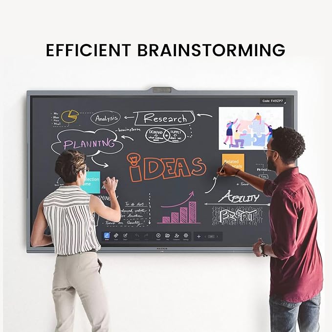 Enther 65″ Smart Board V6530 Kit, Interactive Display Whiteboard, 4K UHD Touch Screen Vibe Board, All-in-One Digital Smartboard for Classroom Home Office Studio(Board&Shelf)